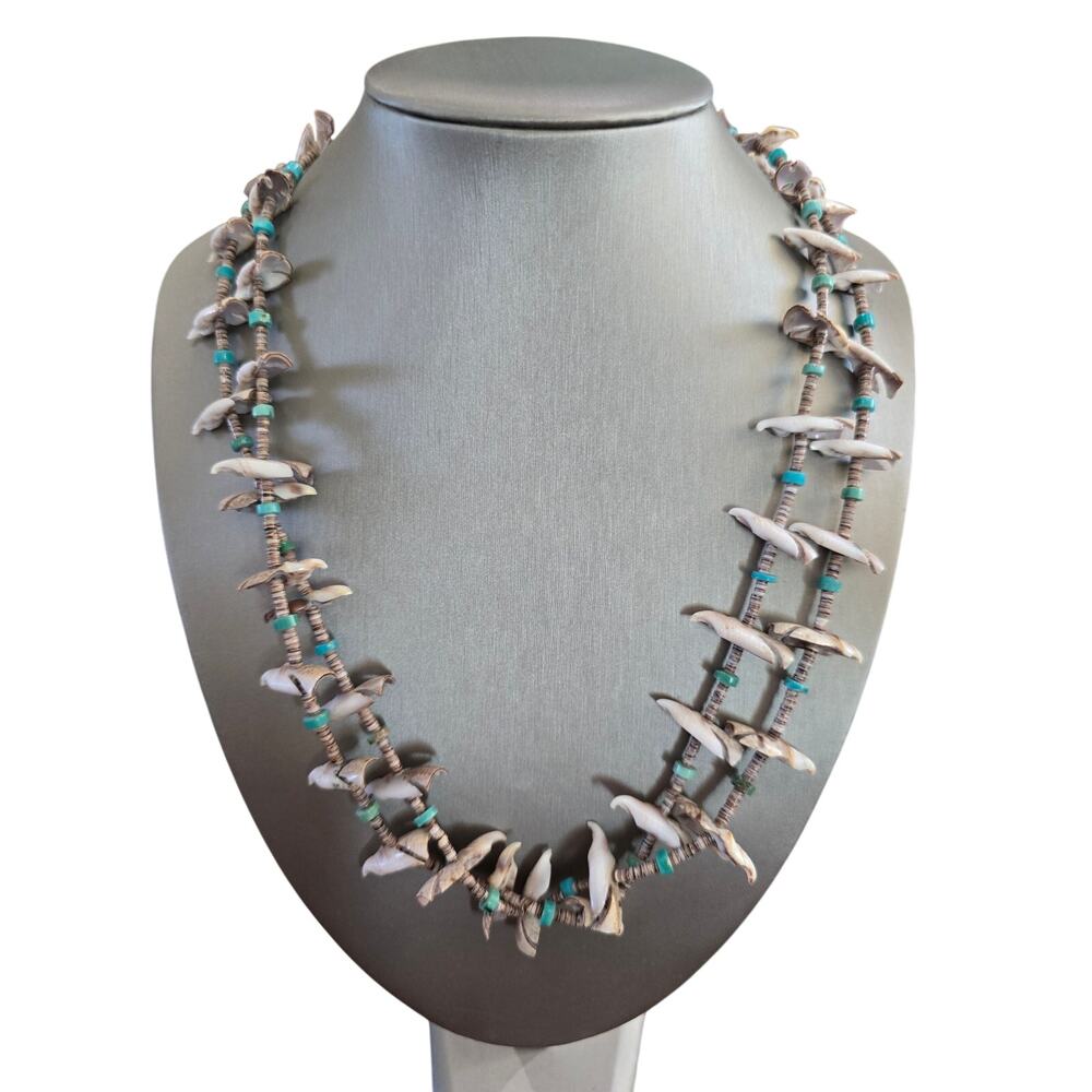 Vintage 2 Strand Native American Zuni Fetish Necklace
